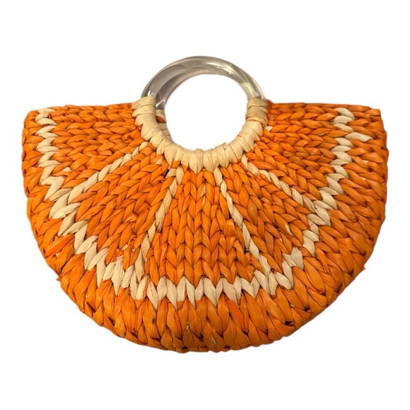 Kate Spade Rare Orange Slice with a Twist Wicker Straw Bag Collectors Dream - Picture 3 of 8